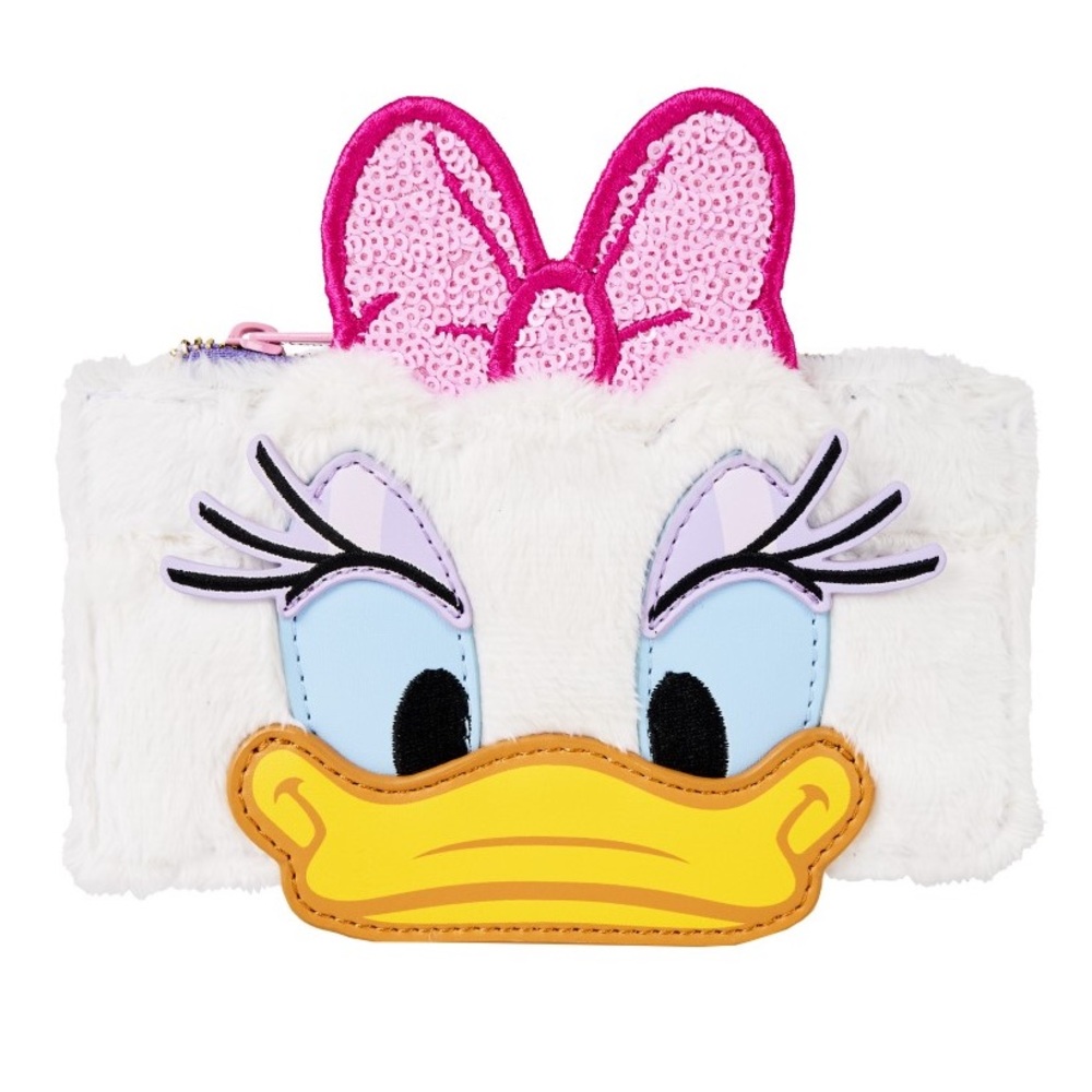 Loungefly Disney Daisy Duck Cardholder Plush Card Wallet With Zipper Pocket New